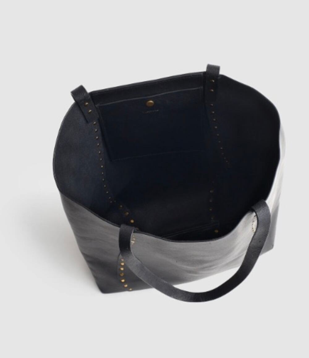New! Madewell The Studded Tote Shoulder Bag Black with Gold Studs